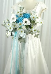 Wild Teal Garden Faux Silk Wedding Bouquet