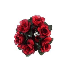4 Black Red CANDLE RINGS with SILK ROSES Wedding Flowers for Centerpieces