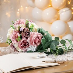 Cascading Bridal Bouquet, Artificial Flowers Rustic Boho Tossing Bouquet