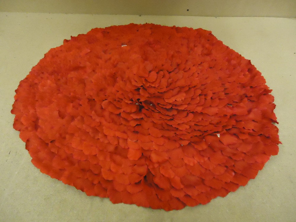 Handcrafted Round Cover Rose Petals 32in Diameter Red Fabric