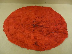 Handcrafted Round Cover Rose Petals 32in Diameter Red Fabric