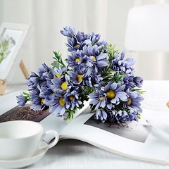 4 LAVENDER 11″ Daisy Bushes Faux SILK FLOWERS Wedding Party Events Home Supplies