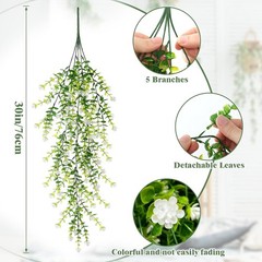 3pc Artificial Fern Plant Fake Eucalyptus Leaf Hanging Flower Vine Home Decor