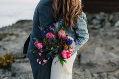 Bridal Faux Flower Wedding Bouquet, Teardrop Bridal Bouquet