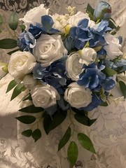 WEDDING BOUQUET SET 18pc set FREE SHIPPING! DUSTY BLUE! Custom Colors Too