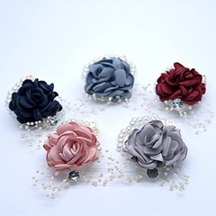 Rose Wrist Corsage Boutonniere Set,Wrist Flower Corsage Wristlet Band Set Red