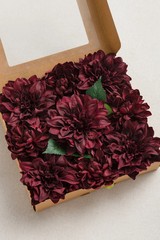 Ling’s Moment Artificial Flowers 9 pcs Silk Dahlia 5.5″/4.5″, Burgundy Silk