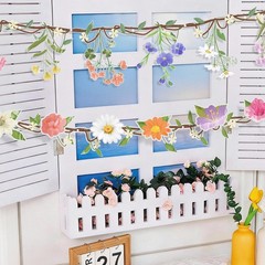 2pcs Flower Garland Banner, 16.4ft Reusable Plastic Wildflower 2pcs, Colorful