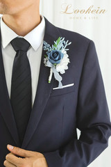 Set of 6 Dusty Blue Wedding Boutonniere for Men Artificial Flowers for Wedding G