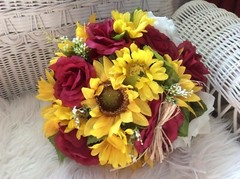 WEDDING FLOWERS BOUQUETS Decorations Sunflowers Burgundy Red SALE THRU 9/2