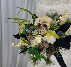 Gothic Garden Skull Boho Faux Silk Wedding Bouquet