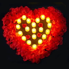 3000 PCS Artificial Silk Red Rose Petals and 20 PCS LED Candles Battery Flamele