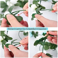Fake Flowers – 4pcs 32.8 FT Artificial Rose Vine Flower Plants White/4pcs