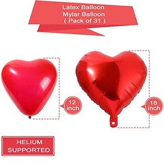 40 Pack I Love You Balloons and Heart Balloons Kit with 1000 Pcs Dark-Red