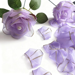 300Pcs Pre-Made Organza Rose Petals Pre-Cut Chiffon Petals for DIY Artificial Fl