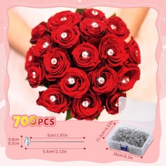 700 Pcs Diamond Head Corsage Pins – 2.1″ Clear Straight Bouquet Pins for Wedding