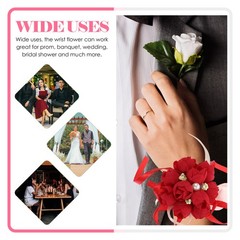 3Pcs Elegant Red Bridal Wrist Flower Decor for Rustic Country Wedding Party