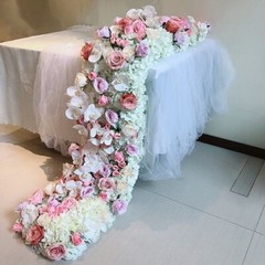 12ft Beach Wedding Floral Garland runner with roses, hydrangea & orchid flowers