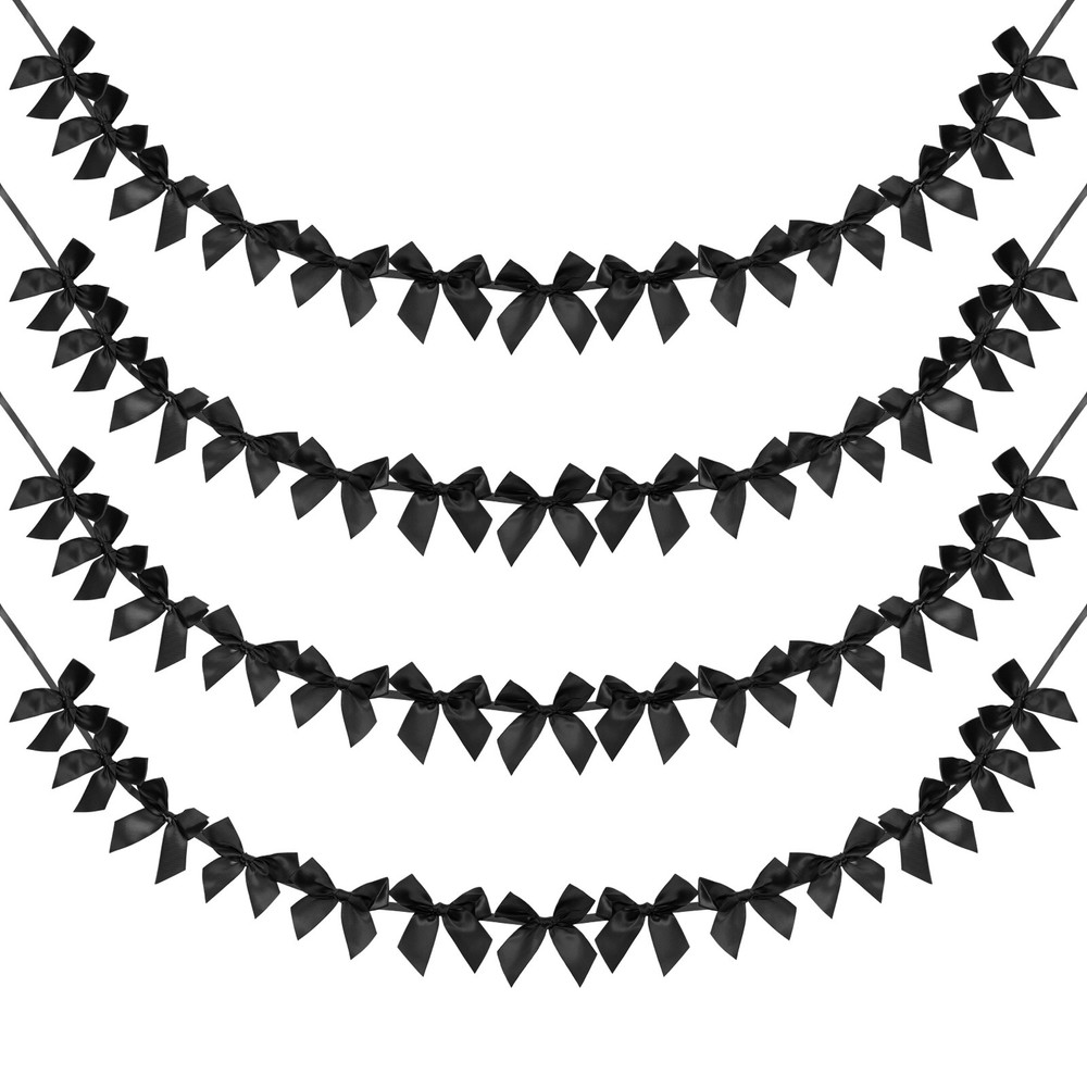 4 String of 13 PCS Black Bow Garland Banner Decoration Party Bow