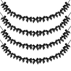 4 String of 13 PCS Black Bow Garland Banner Decoration Party Bow