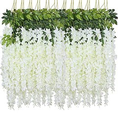 Fake Hanging Flowers – 12 Pieces 3.75 Feet/Piece Artificial 12pcs-white
