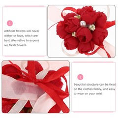3Pcs Elegant Red Bridal Wrist Flower Decor for Rustic Country Wedding Party