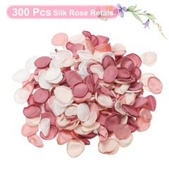 300pcs Artificial Rose Petals Fake Flower Petals, White/Apricot/Light Pink/Pink