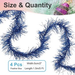 5Ft Feather Boa, 4 Pcs Artificial Fluffy Feather Boas, Bright Blue