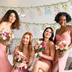 Cheerland Flower Banner Wildflower Garland Floral Green Pink Blue Yellow