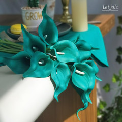 Artificial Calla Lily Flowers 12Pcs, Teal Blue | Wedding Bouquet Flower, Home De