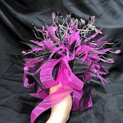 Quinceañera Bouquet Purple / Black/ Rhine Stone Hair Accessory Ramo Quinceañera