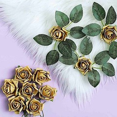 24 GOLD 2″ Mini FOAM ROSE Flowers Stems Wedding Events Decorations Supplies