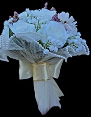 Wedding Bouquets for Bride Bridesmaid, Champagne Roses White Artificial Fl