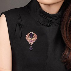 1Pcs Wedding Bridal Bouquet Clear Crystal Rhinestone Teardrop Dangle Brooch Pin