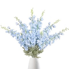 33.5 in Fake Flowers Delphinium Artificial Flowers Silk Flowers 6 Baby Blue