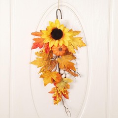 Maple Teardrop Wreath Fake Wall Decor Hanging Farmhouse Ornament Rustic Fall