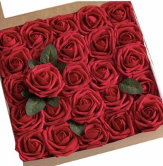 25-50 Pcs Foam Artificial Rose Flower Heads W/Stem Wedding Bride Bouquet Decors