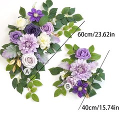Boho Dusty Rose Blue Wedding Arch Flowers Kit Eucalyptus Garland Drapes Set