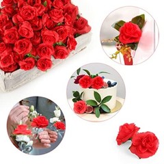 50pcs Mini Rose Artificial Flower Heads, 1.57” Real Looking Silk Rose for