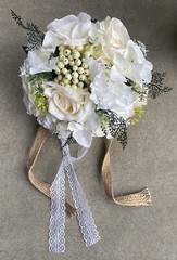 Fiwisora 9.8″ Bridal Holding Wedding Bouquet Real-Looking Mixed Flowers Ivory…