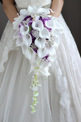New Bridal Bouquet, Wedding Flowers, Calla Lilies, Artificial Flowers, Waterfall