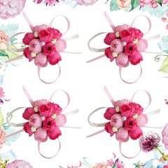 4 Pcs Silk Wedding Wrist Flowers Brooch Flower Ornament for Outdoor Wedding