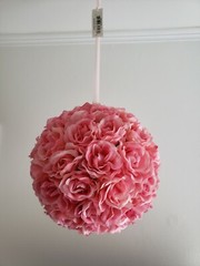 9in Pink Faux Rose Flower Decorative Ball Bedroom Home Hanging Decor.