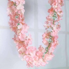 Blush 7 ft 3D Chain Silk Hydrangea Garland Wedding Party Flowers Decorations