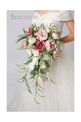 12 Inch Dusty Rose Bridal Bouquet, Cascading Bouquet,Wedding Bouquet,for Wedd…
