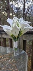Calla Lily Bridal Bouquet White Real Feel Artificial Flowers Classic Faux