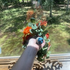 Beautiful Bridal Wedding Bouquet Budget Handmade Faux Flowers Orange Red Yellow