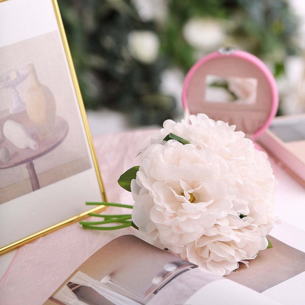 6 pcs 6 pcs 11″ Blush Silk Artificial Peony Flowers Bouquets Wedding Decorations