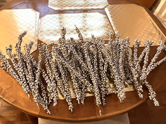 20 VINTAGE SILVER BERRY ARTIFICIAL FLORAL PICKS – 12 TRIPLE – 8 DOUBLE