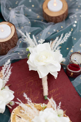 1 Pc Sinlge Ivory White Boutonniere for Men for Wedding Groom Groomsmen Cream Ar